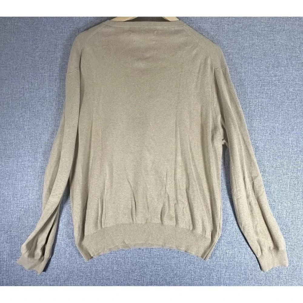 POLO RALPH LAUREN SZ XL MEN'S VINTAGE PIMA COTTON PULLOVER V-NECK CAMEL SWEATER